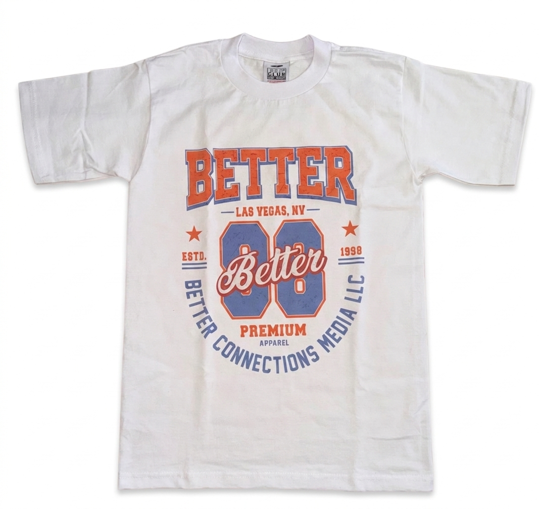 Better Connections "Est. 98 Varsity" Heavyweight Tee – White